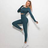 Fitness Set Αθλητικό Κολάν Ψηλόμεσο και Μπουστάκι Μακρυμάνικο Dark Green Small