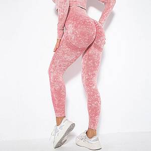 Fitness Set Αθλητικό Κολάν Ψηλόμεσο & Μπουστάκι Μακρυμάνικο Pink