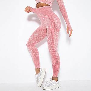 Fitness Set Αθλητικό Κολάν Ψηλόμεσο & Μπουστάκι Μακρυμάνικο Pink