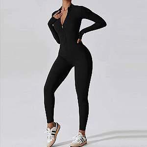 Fitness Ολόσωμη Αθλητική Φόρμα Μακρυμάνικη Μαύρη