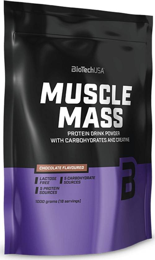Biotech USA Muscle Mass Drink Powder with Carbohydrates & Creatine Χωρίς Λακτόζη 1000gr