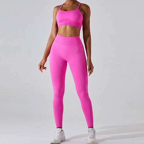 Fitness Set Αθλητικό Ψηλόμεσο Κολάν και Μπουστάκι Bubblegum
