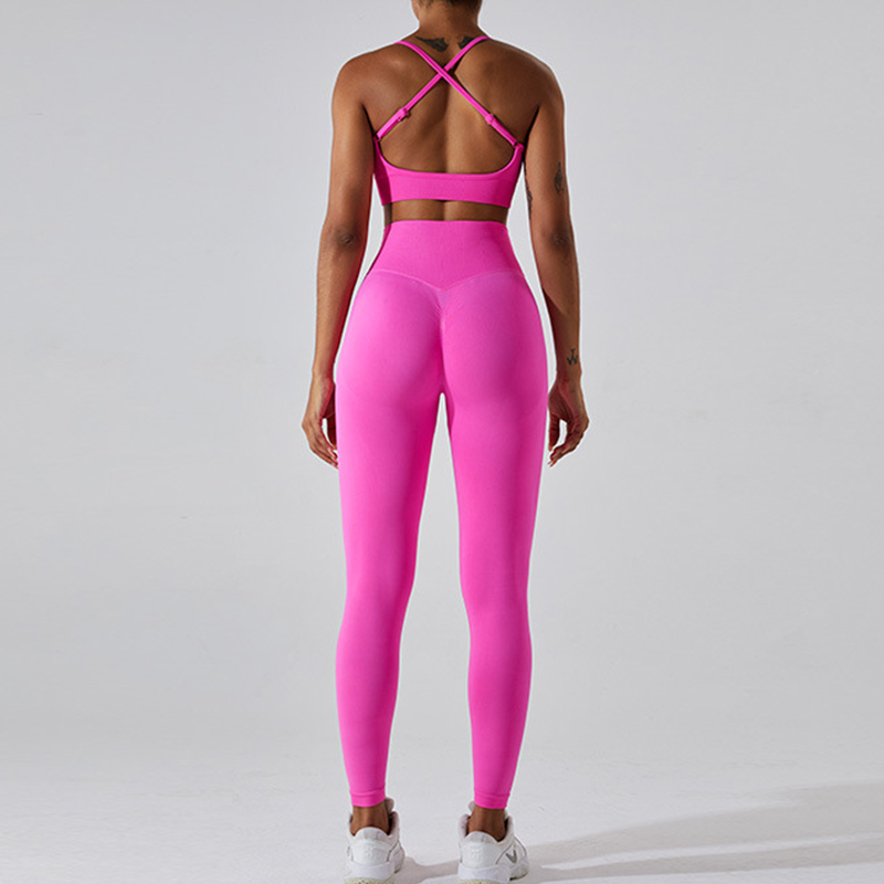 Fitness Set Αθλητικό Ψηλόμεσο Κολάν και Μπουστάκι Bubblegum