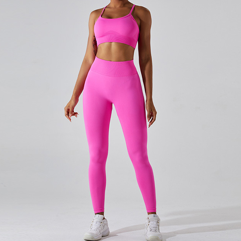 Fitness Set Αθλητικό Ψηλόμεσο Κολάν και Μπουστάκι Bubblegum