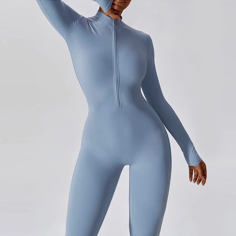 Fitness Ολόσωμη Αθλητική Φόρμα Μακρυμάνικη Μπλε Sky Blue