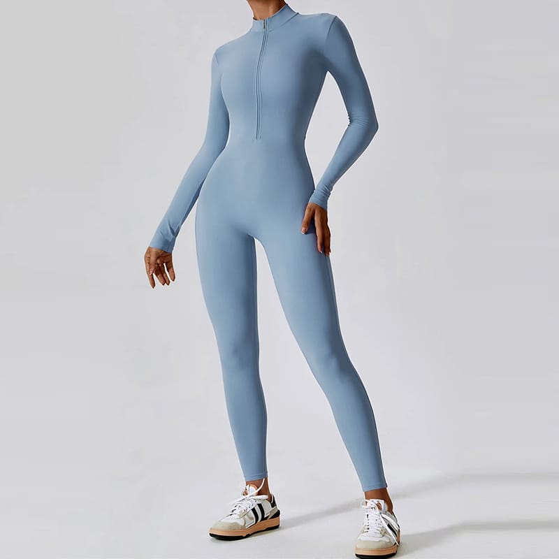 Fitness Ολόσωμη Αθλητική Φόρμα Μακρυμάνικη Μπλε Sky Blue